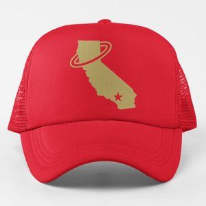 NEW California Angels Retro Gold State Logo Foam Trucker Snapback Hat RED